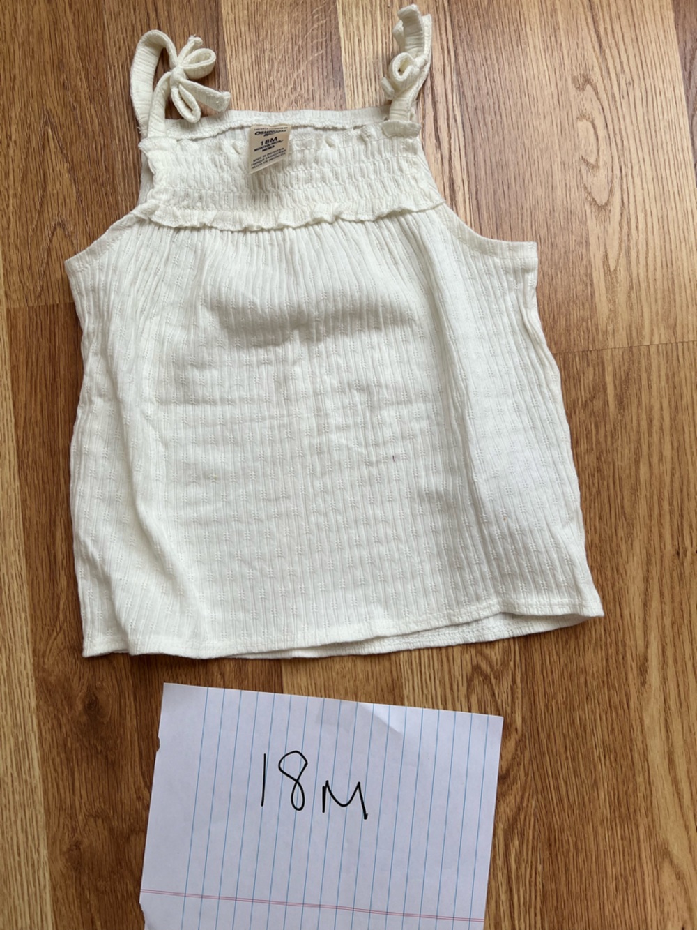 Cream Textured Tie-Shoulder Baby Tank Top 18m